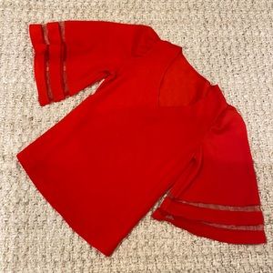 Red dress shirt with bell sleeves
